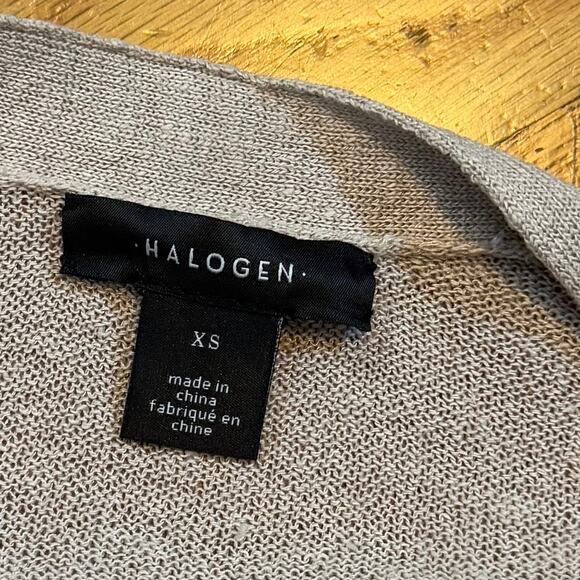 Halogen Womens XS Tan Beige Linen Open Front Long Sleeve Cardigan Corporatecore - Picture 8 of 11